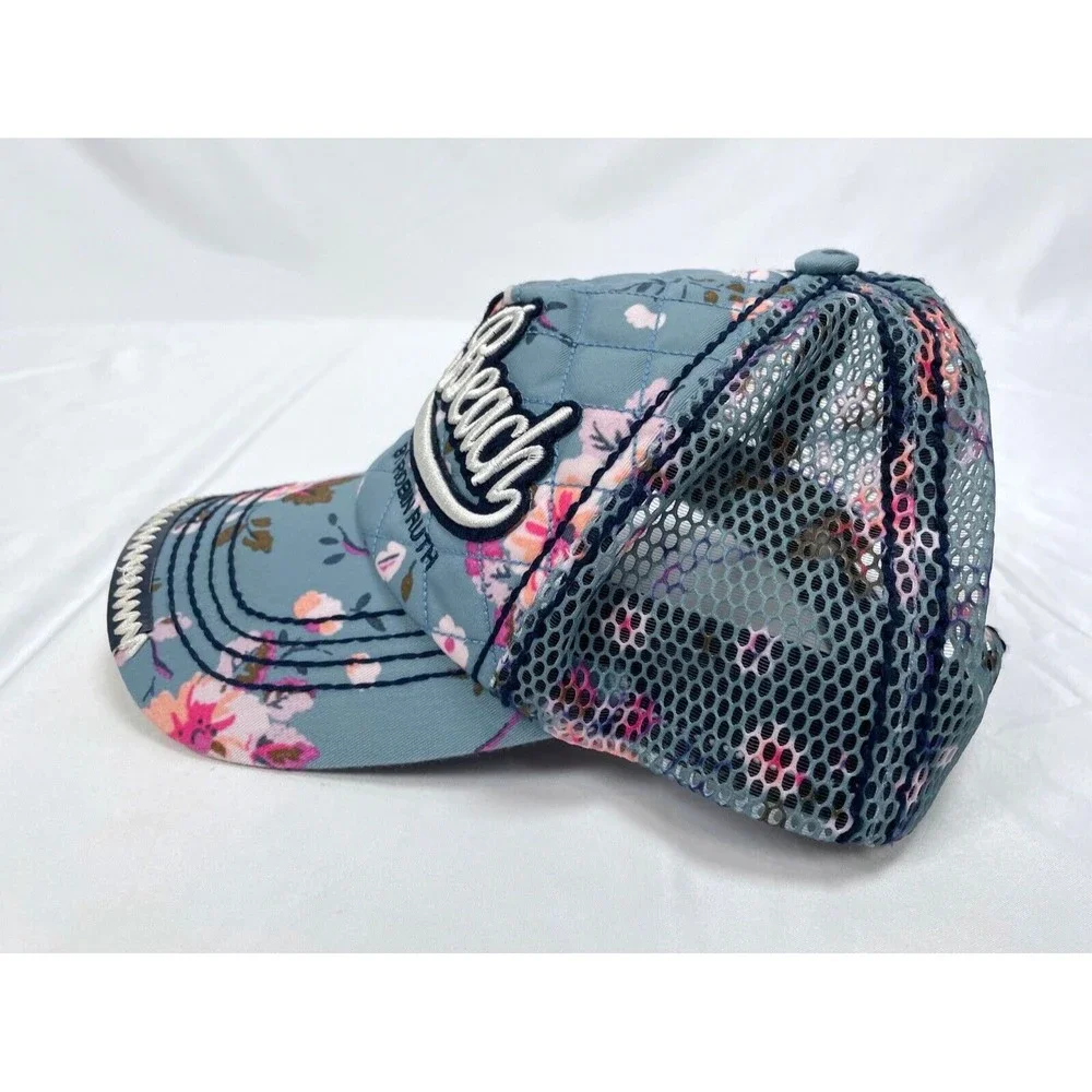 Miami Beach Robin Ruth Blue Floral‎ Hat Embroidery Snapback